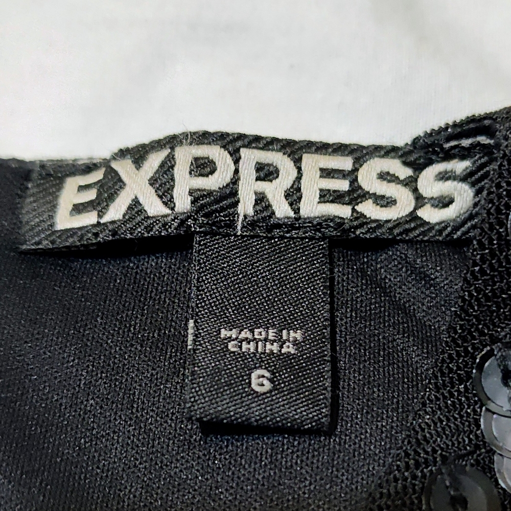 Express Black Sequin Long Sleeve Dress - Picture 7 of 7